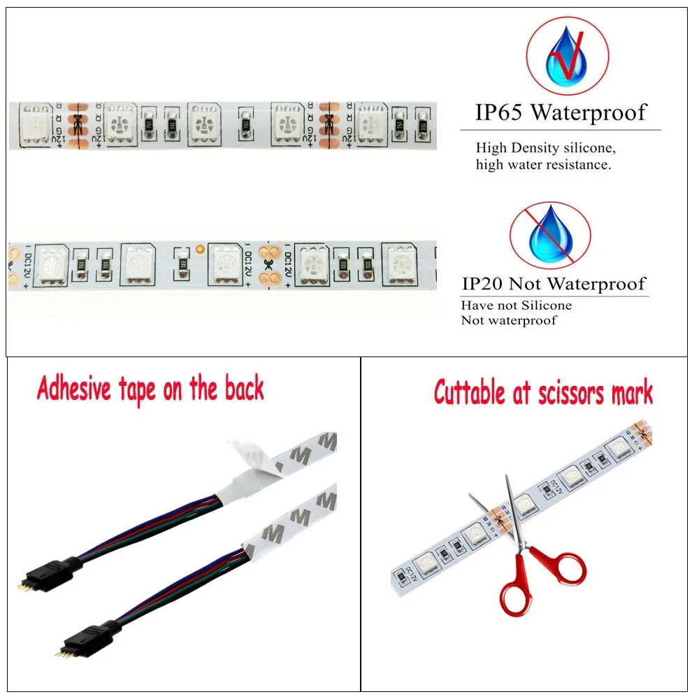 СВЕТОДИОДНАЯ лента SMD 5050 5 м Wi Fi Bluetooth 12 В постоянного тока неводонепроницаемая