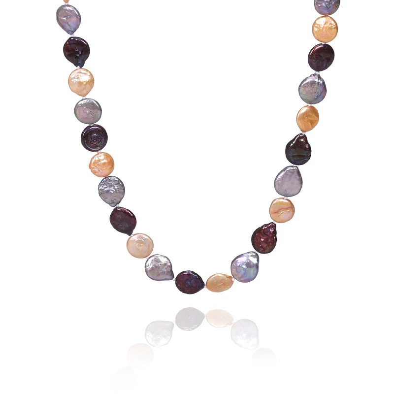 Деликатное 12 мм плоское круглое женское ожерелье цвета шампанского амаранта