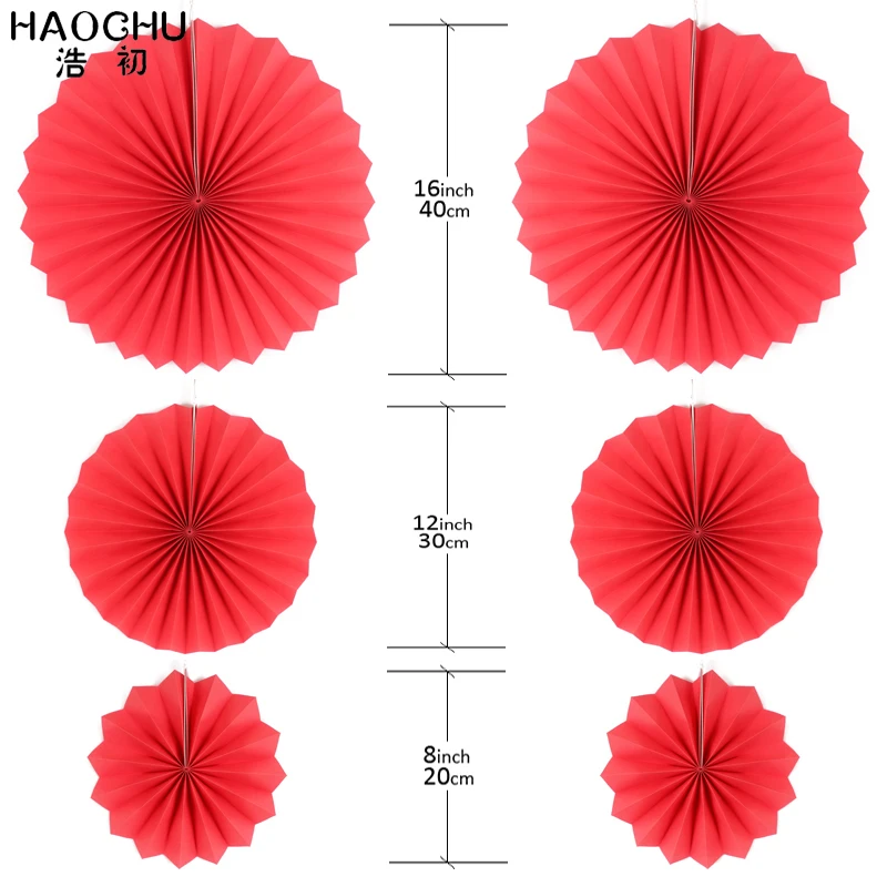 HAOCHU 6 шт./компл. DIY Свадебные аксессуары разных размеров бумажные веерные цветы