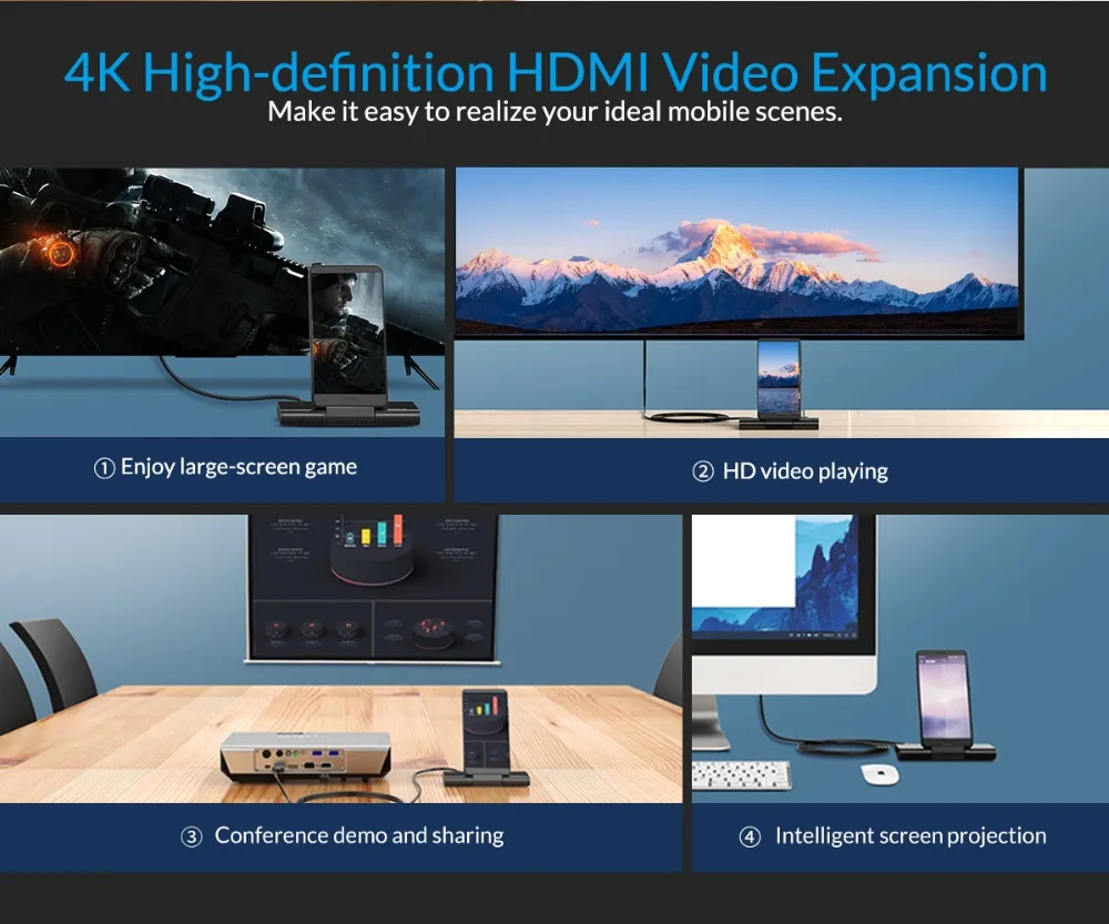 Док-станция ORICO type C с подставкой для телефона зарядное устройство USB C к HDMI RJ45 USB3.0 концентратор для MacBook samsung HUAWEI type C usb-хаб