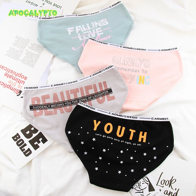 Ins стильные модные женские хлопковые трусики с буквенным принтом мягкое нижнее