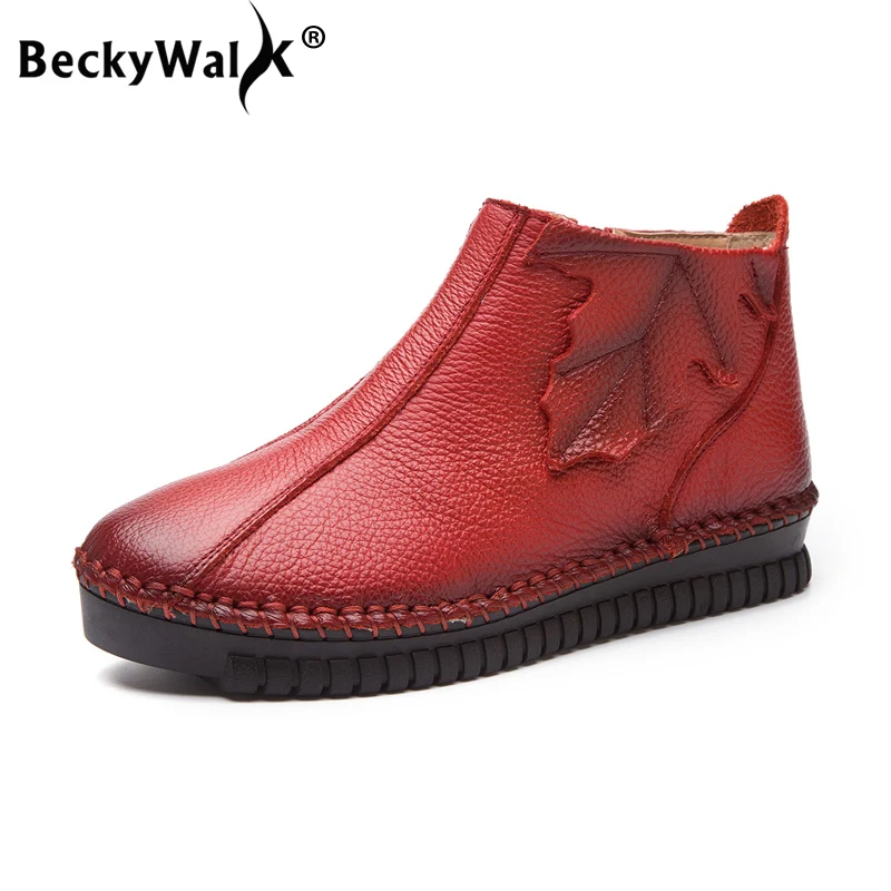 Женские ботильоны из натуральной кожи BeckyWalk зимние полусапожки большого размера