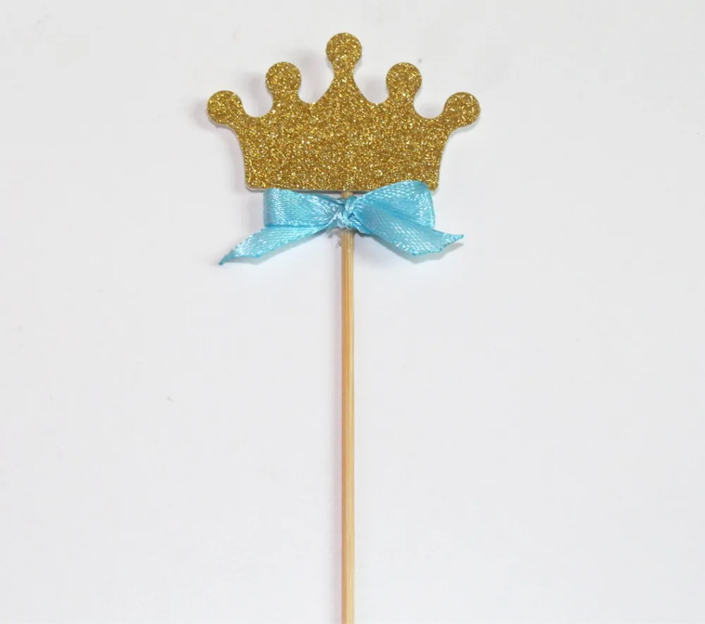 16 синий бант золотая корона с блестками кекс топперы принц Мальчик Дети 1-й первый