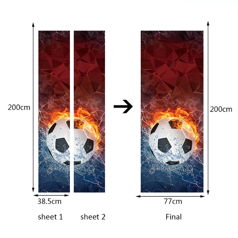 

Colorful Football Soccer Waterproof Removable Door Sticker Wallpaper PVC Poster Sticker Living Room Bedroom Home Decor