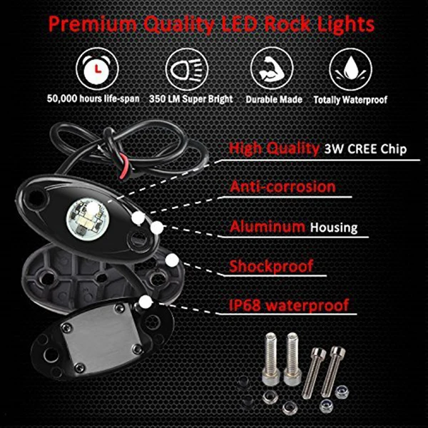 4 штатива светодиодные горные фонари комплект, водонепроницаемый Underglow Led Neon Trail Rig огни для автомобиля грузовик ATV UTV Baja Raptor внедорожный Лодка Trai
