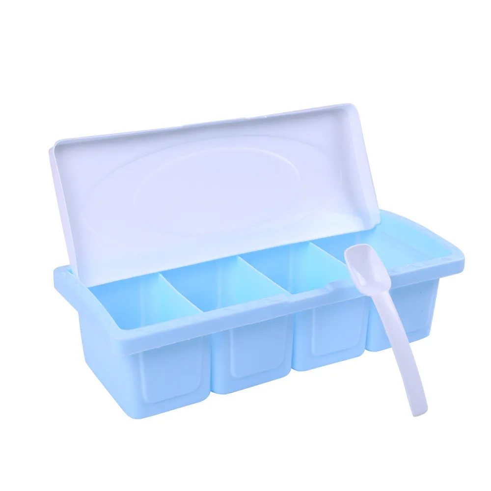 Blue Баночка для специй, коробка для хранения приправ, баночка для специй, настенная, соль, перец, кухня, тмин, бутылка для хранения порошка, набор приправ, инструменты W0503 - Цвет: Blue