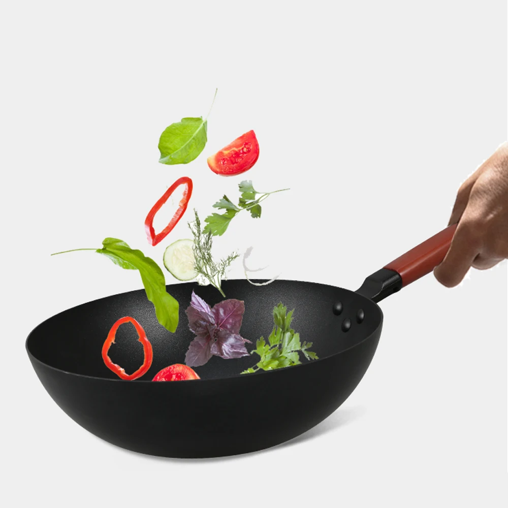 Fine iron wok non-stick pan less smoke old-fashioned home cast kitchen pot wx9141531 | Дом и сад