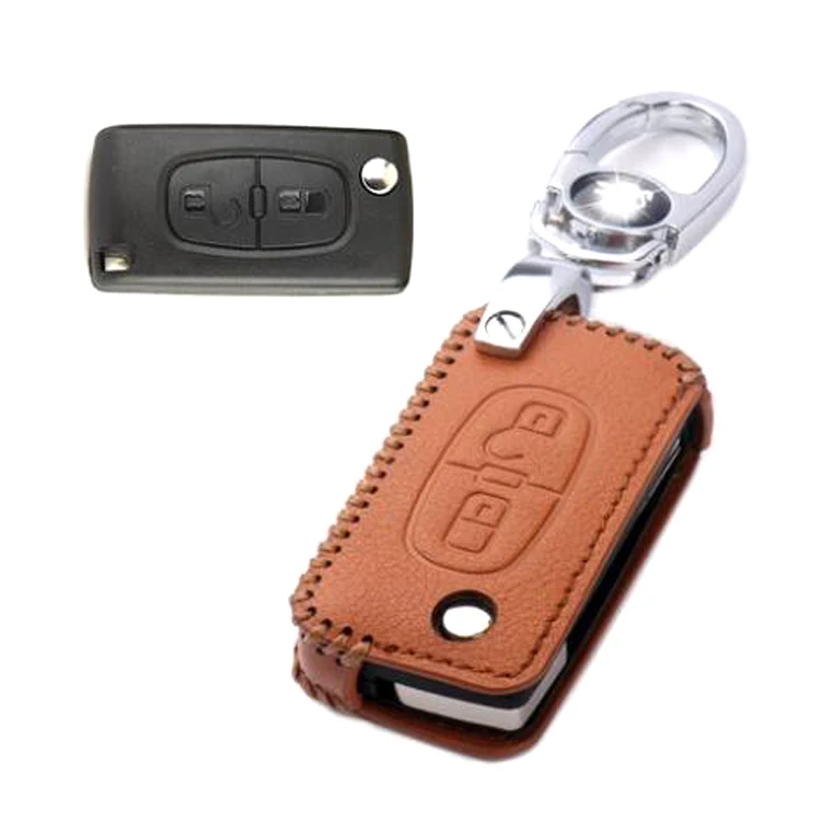 Новый кожаный чехол для ключей с 2 кнопками Citroen/Peugeot Series C|2 button|leather key fob holderkey holder |