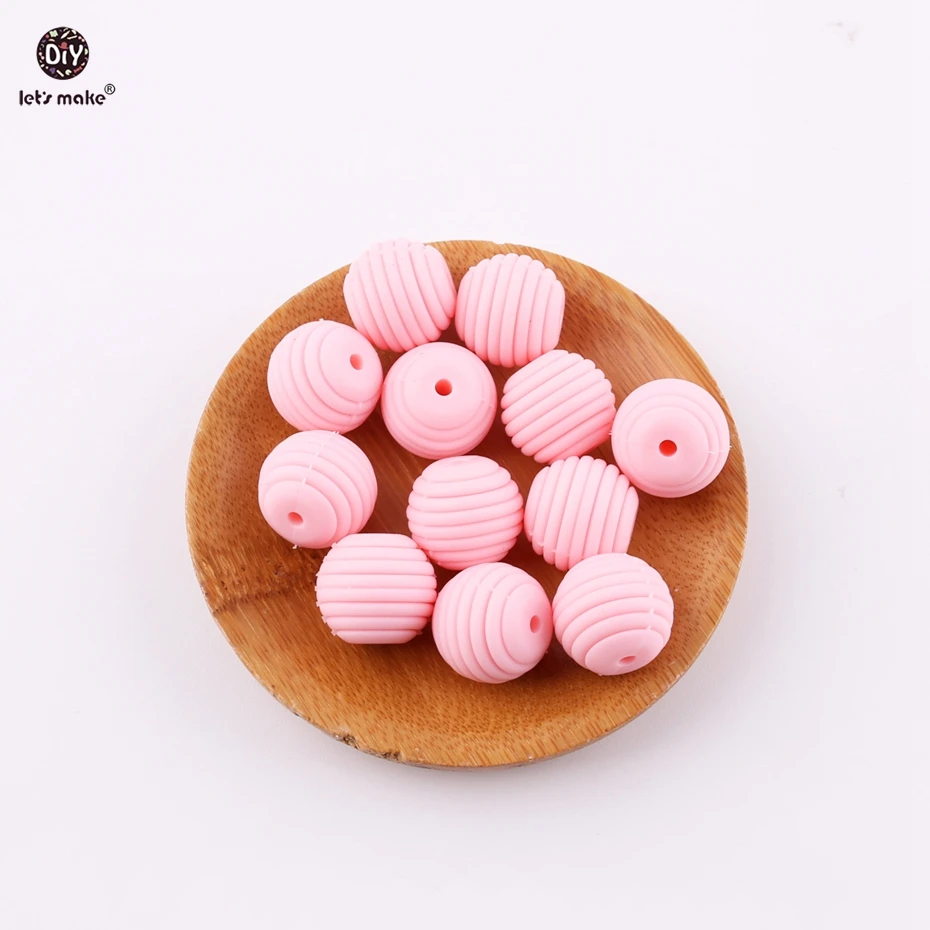 Let's Make Deep Gray Color 5pcs 15mm Round Spiral Beads Silicone DIY Nursing Jewelry Accessories Beads BPA Free Baby Teether