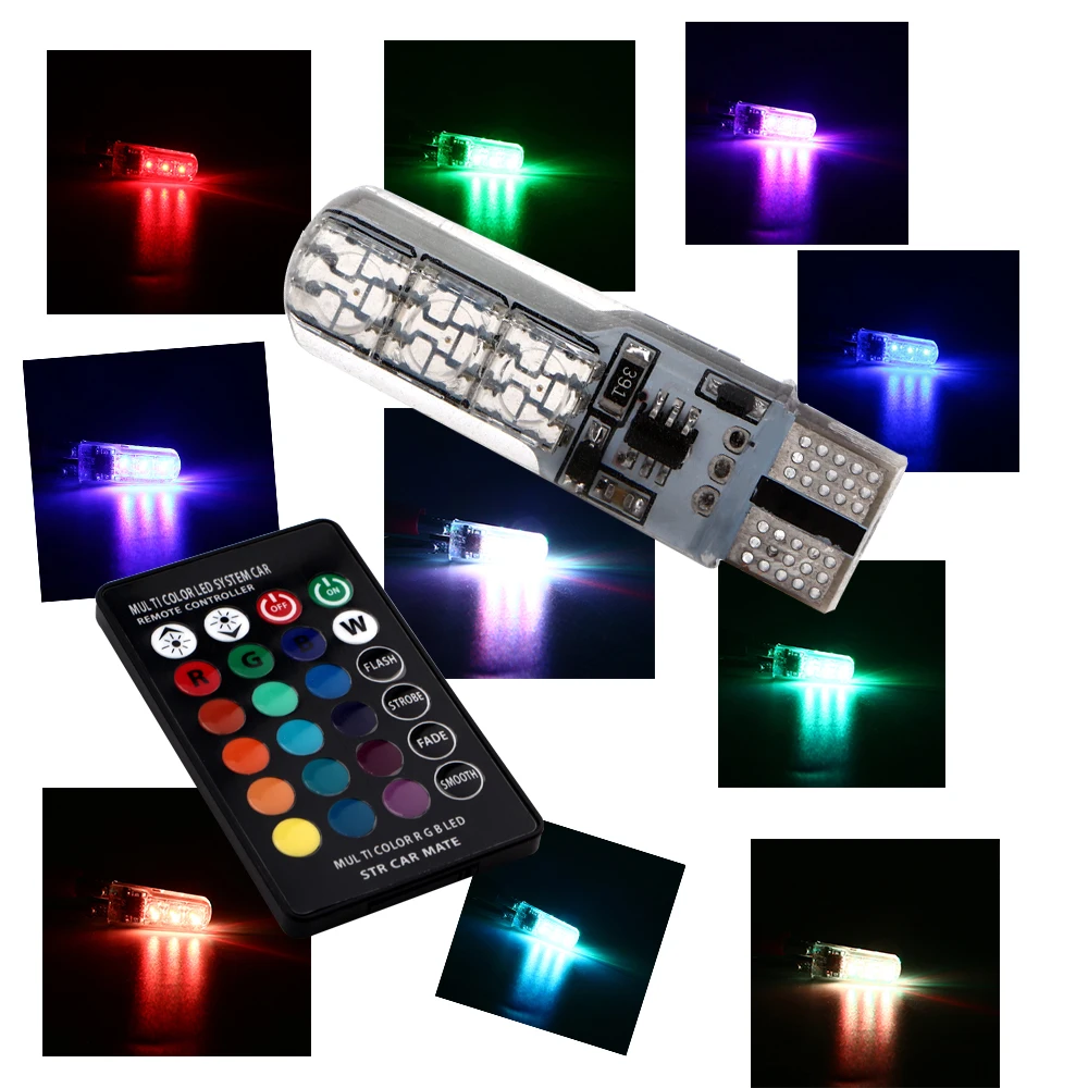 3 комплекта/100 комплектов T10 5050 6 SMD LED Canbus RGB дистанционный контроль зазор света W5W 168