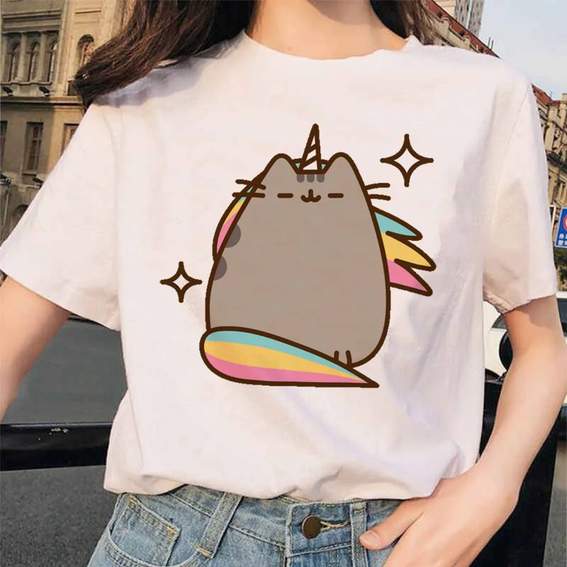 Женская футболка с забавным графическим рисунком Pusheen милая Корейская 90s милым