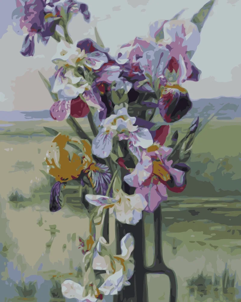 Mahuaf-i536 Ирисы на пруду Сделай сам картины маслом по номерам цветы холсте ручная