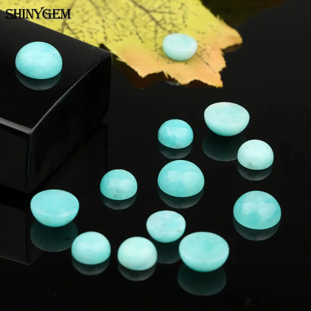 ShinyGem 8 мм круглый натуральный Амазонит Кабошон не Просверленный натуральный камень бусины для изготовления ювелирных изделий оптом камень Бусины 10 шт./лот