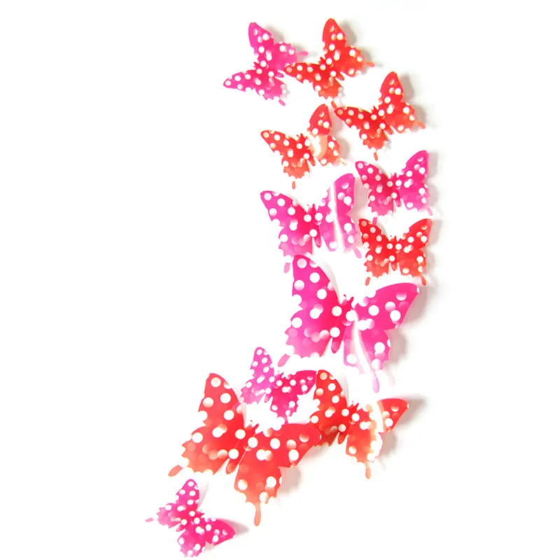 12 шт. синий и белый цветочный узор ПВХ 3d бабочки настенные наклейки домашний