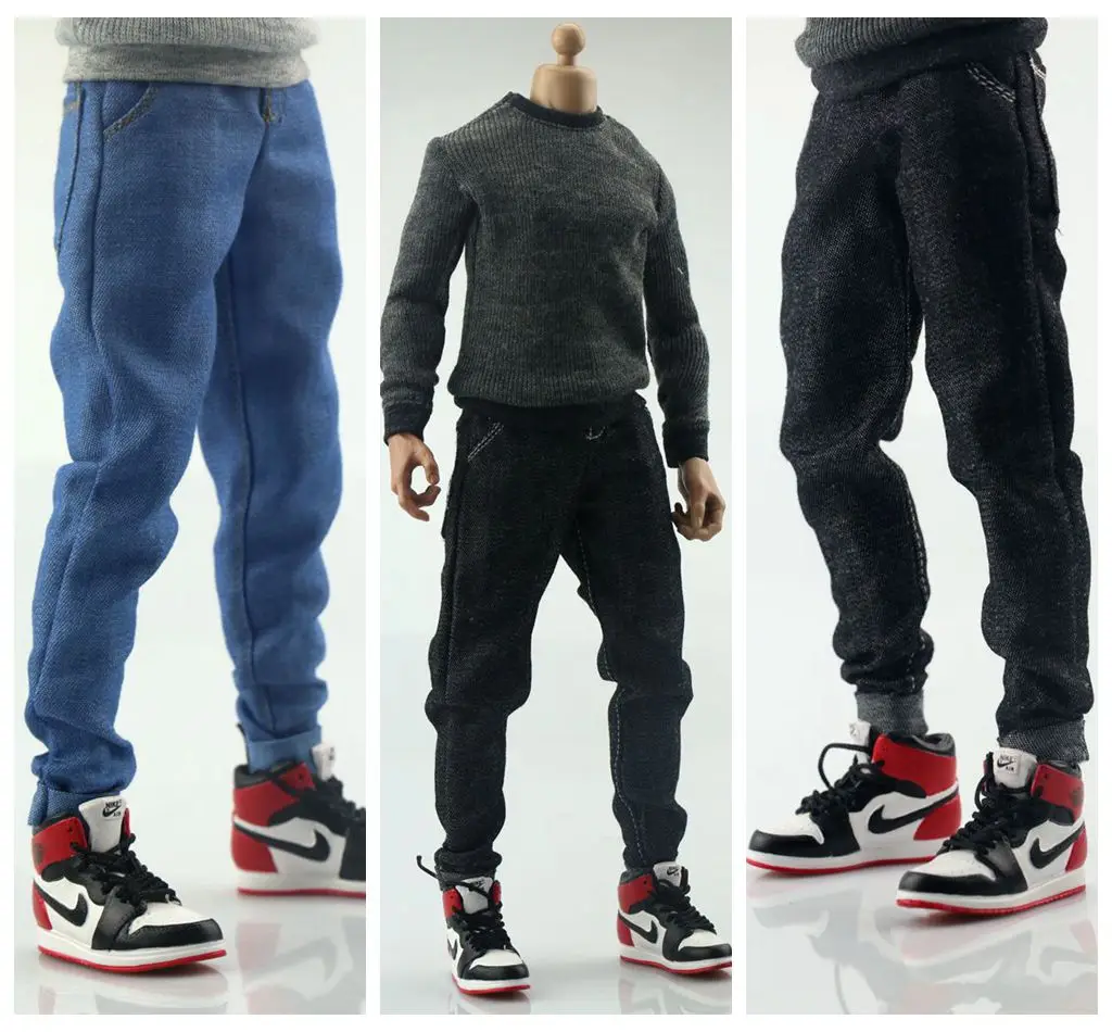 Коллекция 1/6 года фигурка солдата брюки черные синие джинсы модель Slim Cut