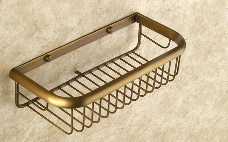 

300mm Vintage Retro Antique brass Wall Mounted Bathroom Shower Shelf Storage Basket Bathroom Accessory mba523