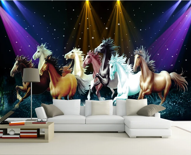 

Custom 3D large mural,The eight horses papel de parede,KTV,Bar wall paper