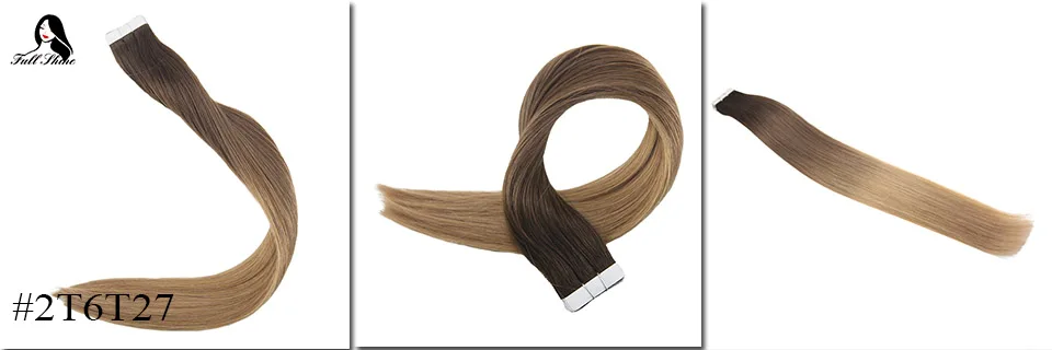 Full Shine Tape in Hair Extensions 50 Gram Glue On Hair Balayage Color Machine Remy Human Hair Extensions Invisible Hair Tapes