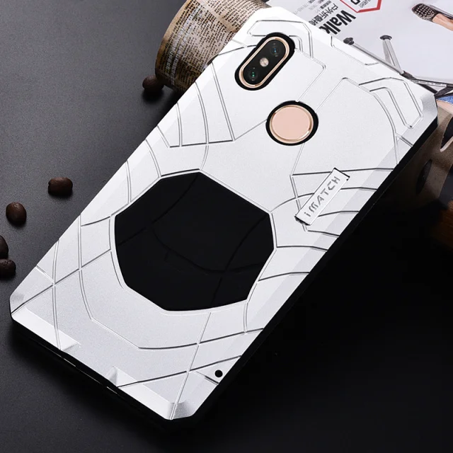 Повседневный водонепроницаемый чехол для Xiaomi Mi Max 3 Роскошный противоударный алюминиевый Металл+ Защитная силиконовая крышка Xiaomi Mi чехол Max3 - Цвет: silver white