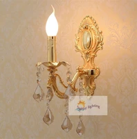 home 1 pcs gold crystal wall lamp led vanity lighting vintage led wall sconce bedroom indoor wall crystal lighting e14 abajur