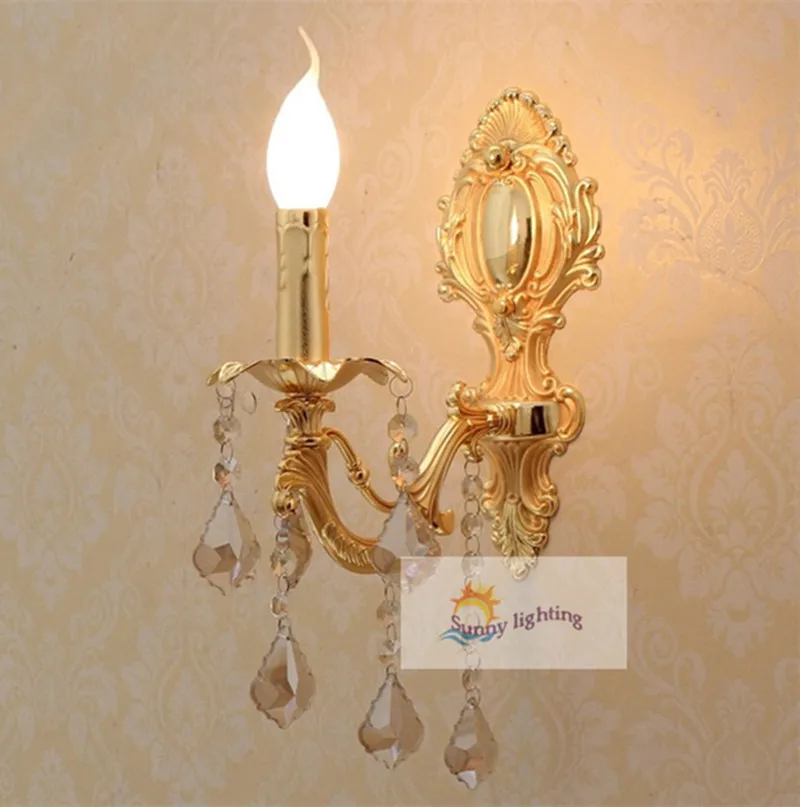 Домашний настенный светильник с золотым кристаллом 1 шт. винтажное светодиодное