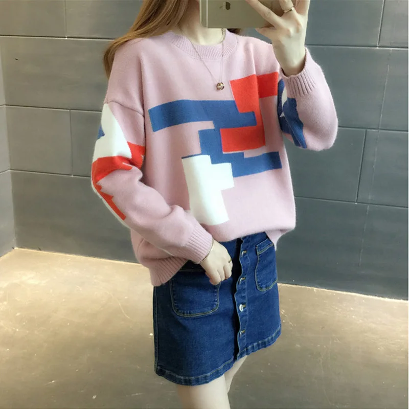 Winter Women Cashmere Sweaters And Pullovers Autumn Thick Print Knitted Sweater Female Casual Striped Warm Knit Jumpers | Женская одежда