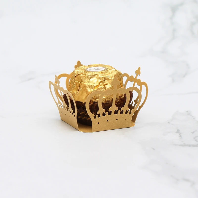 dark golden 50 шт./лот лазерная резка Корона сердце конфеты бар коробка ребенок день рождения Шоколадный Бар Свадьба Ребенок душ коробочка для конфет на вечеринку свадебный подарок - Цвет: dark golden