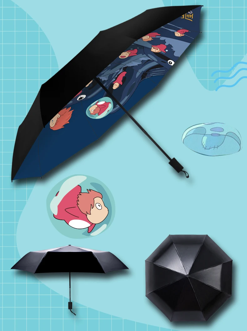 Ghibli totoro Ponyo на скале зонт от солнца и дождя зонтик женский Plegable Sombrillas Paraguas Guarda Chuva Parapluie