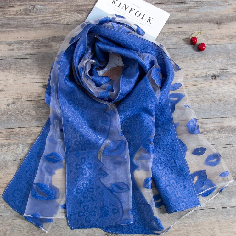

Fashion Silk Wool Scarf Lady High Quality Thin Shawls and Wraps Pashmina Stole Hijab Snood