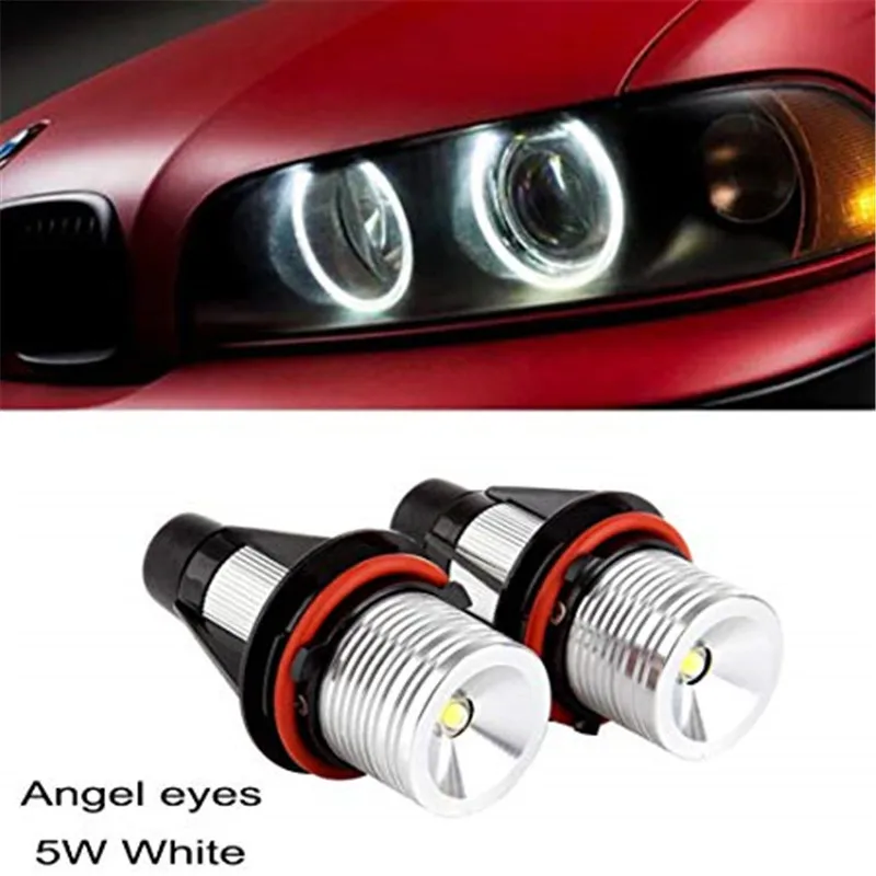 2 шт. 5 Вт для BMW E39 E53 E60 E61 E64 E65 E66 E87 X3 X5 LED Angel Eye Halo Кольцо маркер боковой свет белый