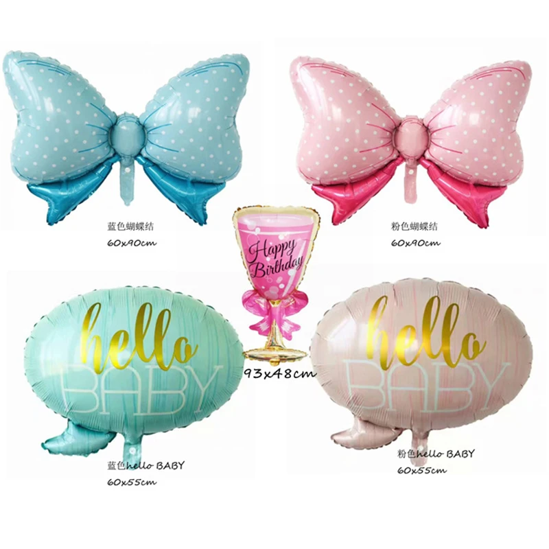 Новый бант hello Baby алюминиевые воздушные шары розовое стекло украшение первый