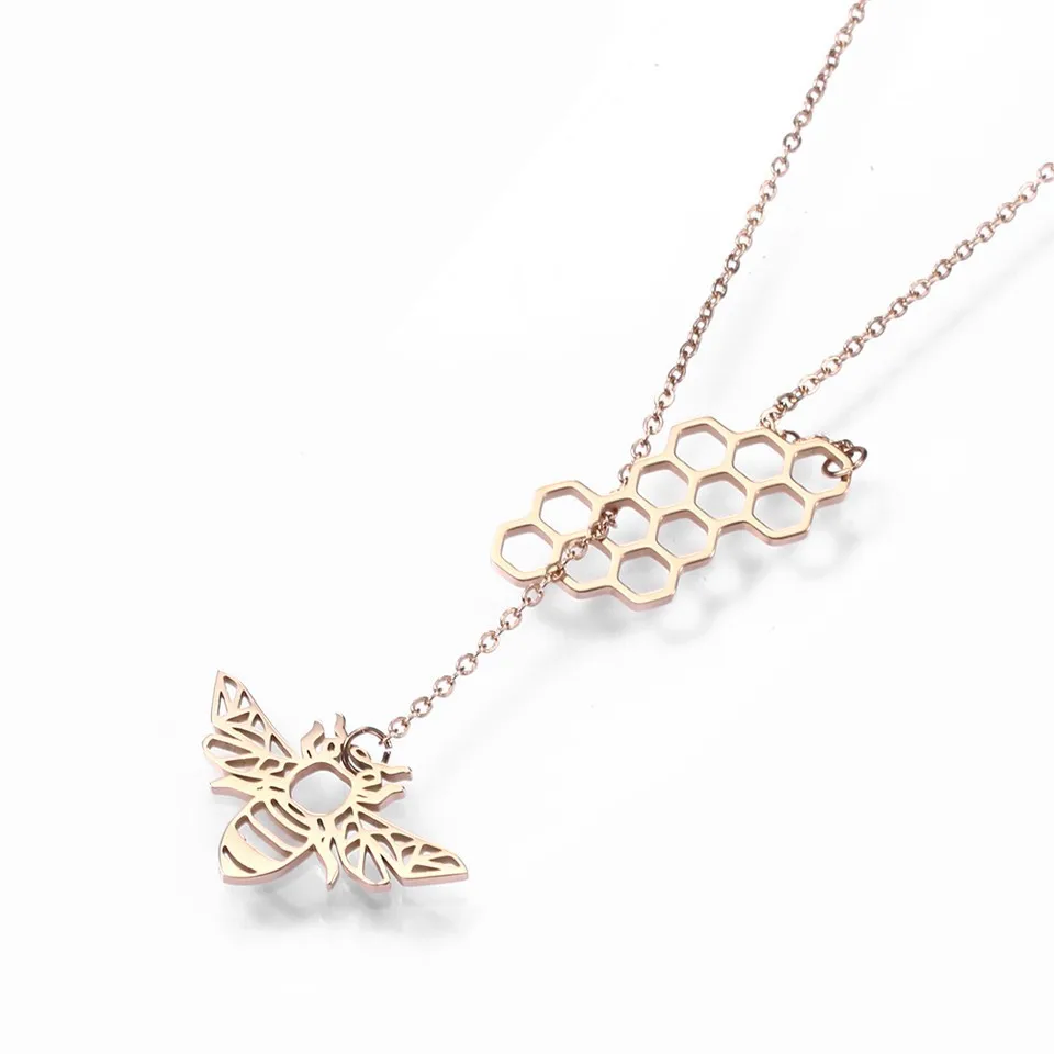 RIR нержавеющая сталь, милая Jewelry цепочка с Пчелой слоистых минималистское ожерелье вафельная регулируемая подвеска для очаровательных подарок для невесты