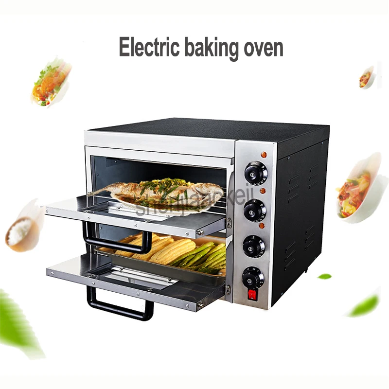 

Commercial thermometer Electric double pizza oven/mini baking oven/bread/cake toaster hot Plate Oven 220v 3kw 1PC