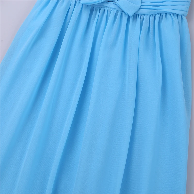 Girls Darling Sweetheart Chiffon Gown Bow Crystal Flowers Dresses Teenage Child Bridesmaid Birthday Party Formal Dress | Детская одежда