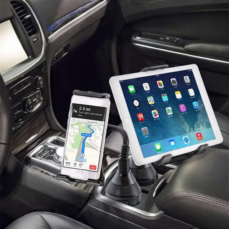 Универсальный автомобильный держатель для планшета и телефона для Ipad samsung Tab держатель для чашки подставка автомобильный держатель для iPhone 8 X XS XR