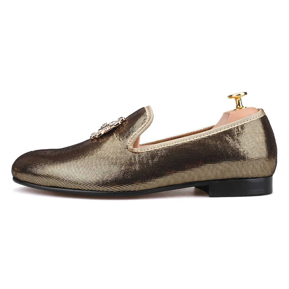 PIERGITAR 2018 new handmade men gold PU shoes with cross Charm Party and wedding dress Plus size men's loafers | Обувь
