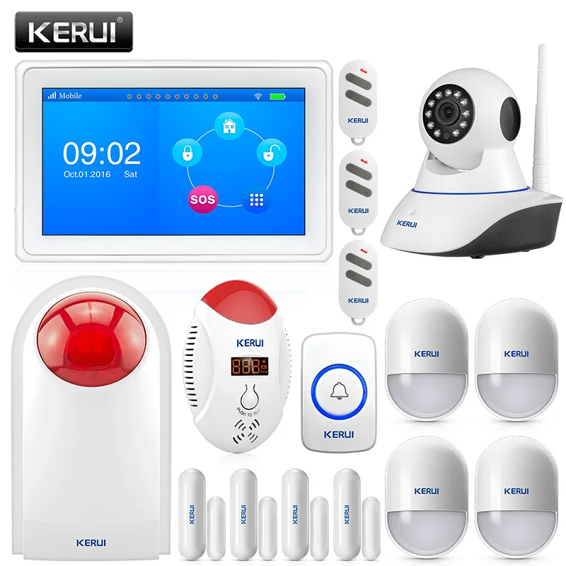 KERUI K7 7 дюймов TFT Цвет Дисплей WI FI GSM охранная сигнализация Системы с CO детектор