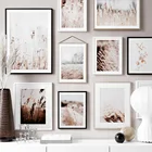 Настенная картина в скандинавском стиле, Осенние плакаты с изображением растений, цветов, пшеницы, живопись на холсте, декор для гостиной