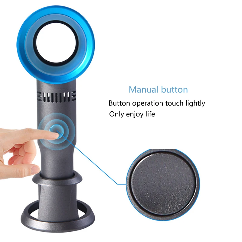 2019 USB Rechargeable Portable Bladeless Fan Handheld Mini Cooler Detachable Base Handy With 3 Speed Level Desktop | Бытовая техника