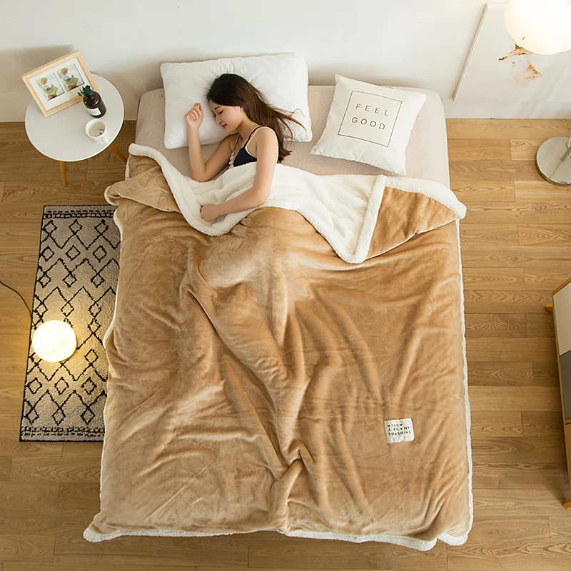 Однотонное бархатное Двухслойное покрывало шерпа толстое мягкое на диван
