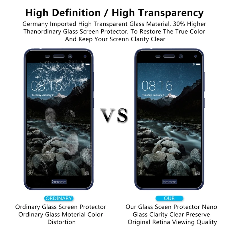 Full Cover Tempered Glass for Huawei Honor 6C Pro Screen Protector FOR V9 Play 5.2&quot Electroplated Protective Film | Мобильные