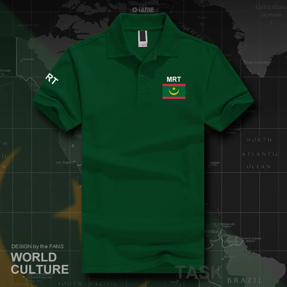 Islamic Republic of Mauritania MRT polo shirts men short sleeve white brands printed for country 2018 cotton nation team flag | Мужская