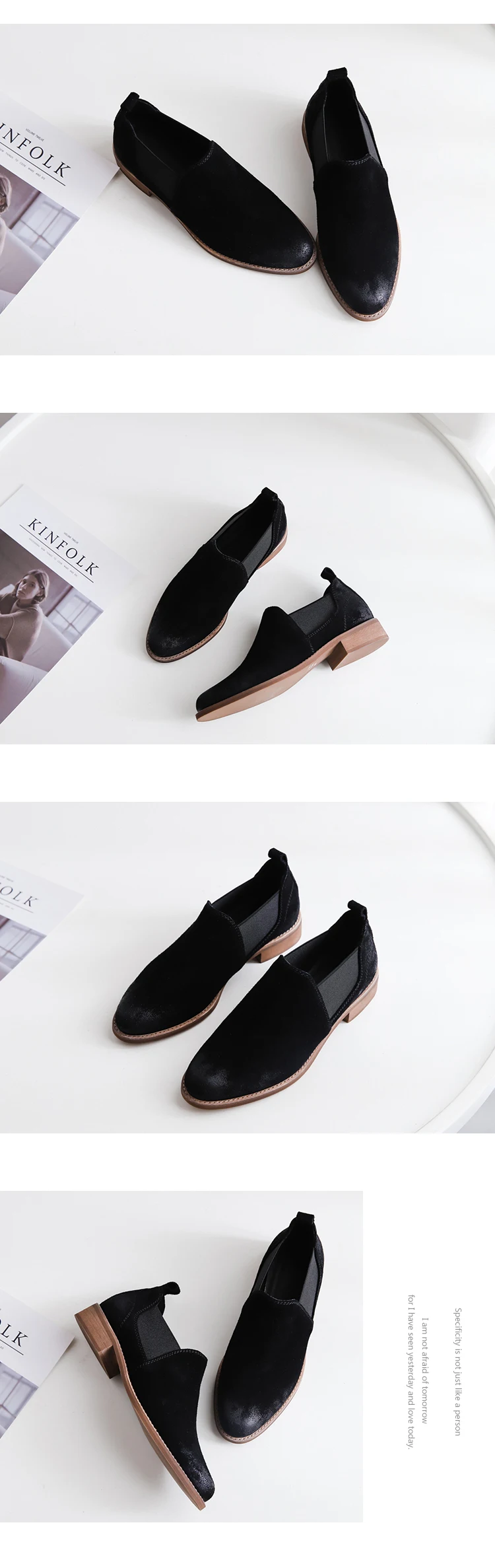 women's Genuine Leather Pumps 22-24.5 cm Low heel round toe vintage Fashion casual shoes Spring and autumn wild sexy Hand made