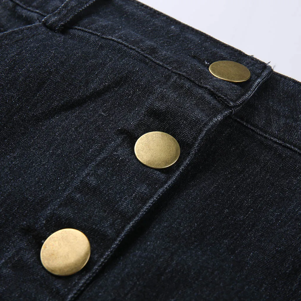 Женская юбка Faldas Mujer Moda Классическая модная летняя джинсовая на кнопках расшитая