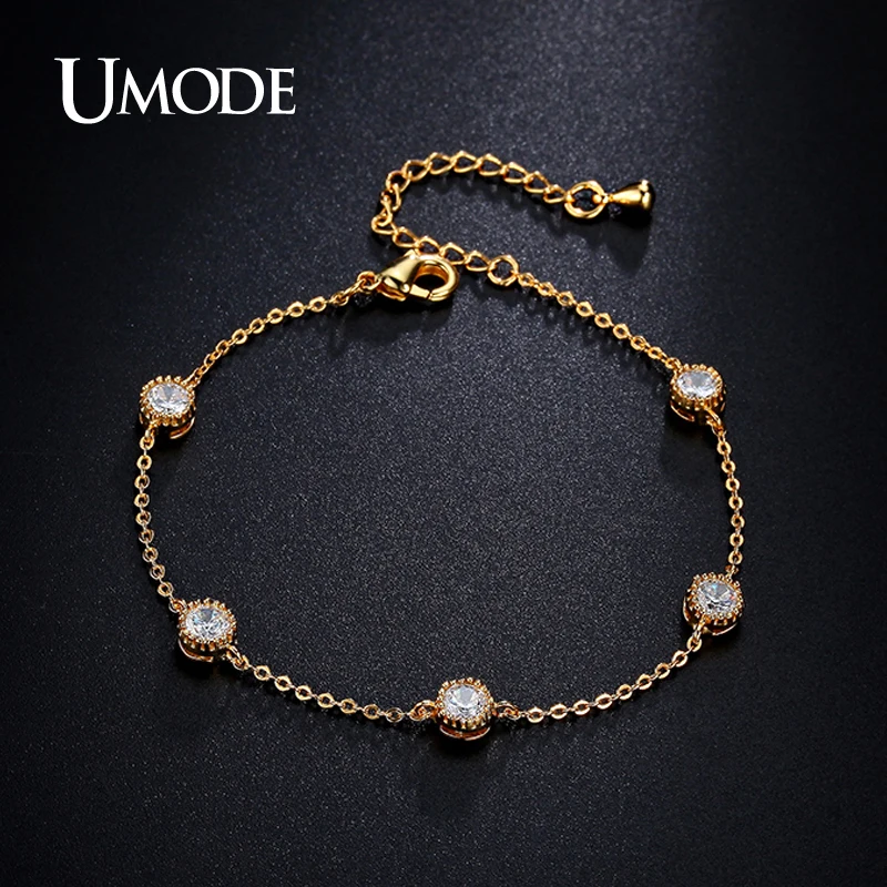 Модные золотые браслеты UMODE из звеньев цепи для женщин Рождественская бижутерия