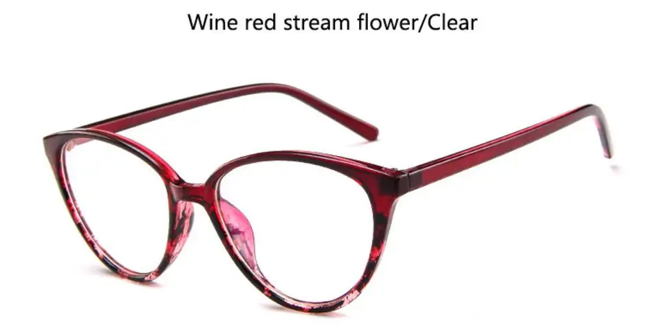 wine red clear Модные женские маленькие очки кошачий глаз, оправа, винтажные очки с прозрачными линзами, оптические красные очки, оправа для близорукости, поддельные очки - Цвет оправы: wine red clear