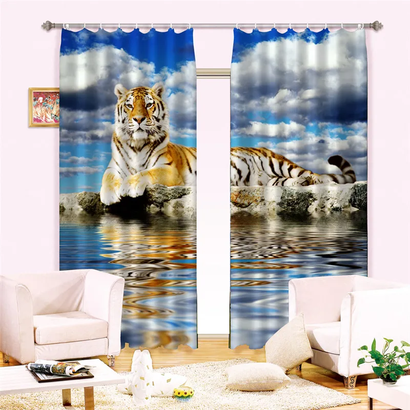 

Tiger Curtains Luxury Blackout 3D Window Curtains For Living Room Bedroom Drapes Cortinas Rideaux Customized size Cushions cover