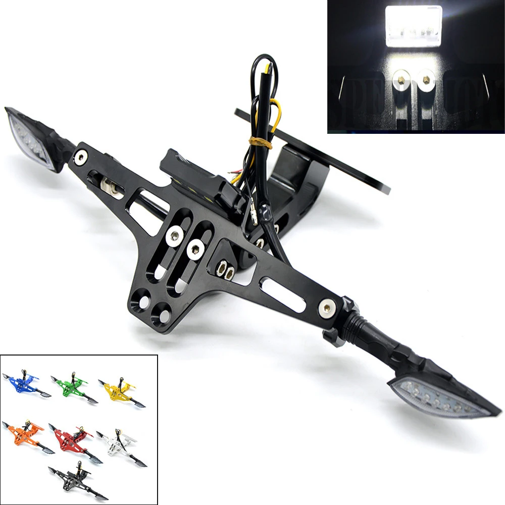 

For Kawasaki z800 z1000 YamahaTMAX500 530 250 390 Honda CBR250R motorcycle License Plate Bracket Holder with turn light