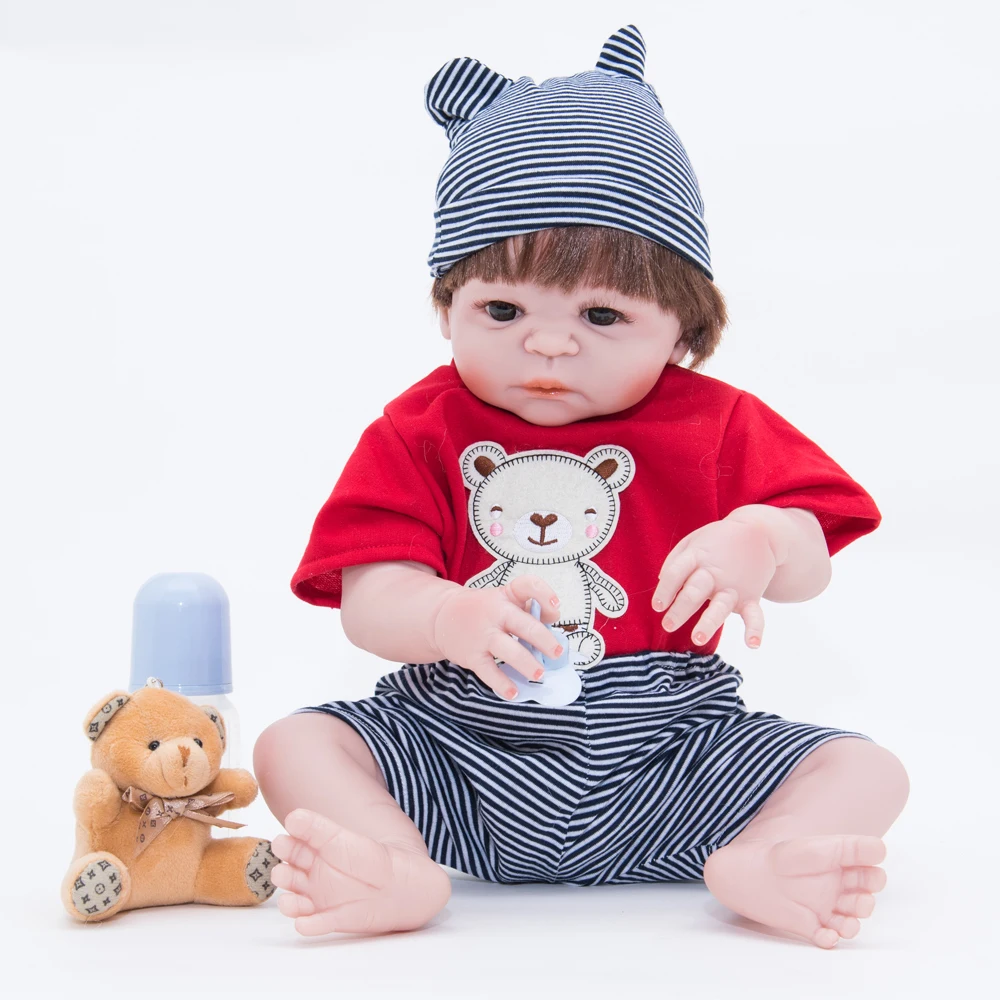 55 см полностью виниловая силиконовая кукла реборн новорожденный младенец