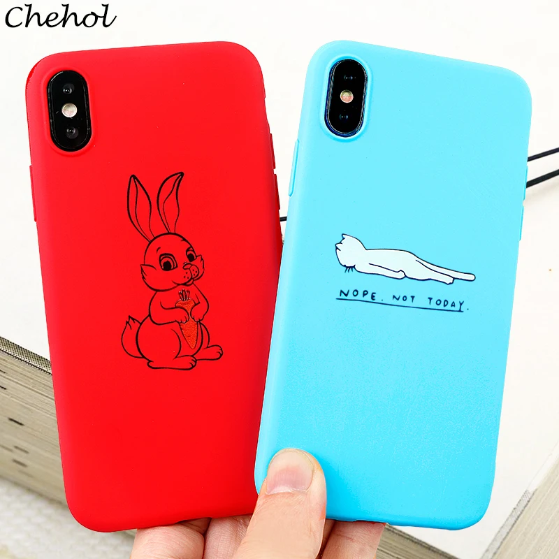 Забавный мобильный телефон чехлы для iPhone 6 S 7 8 Plus X XS MAX XR чехол милый кролик Мягкий